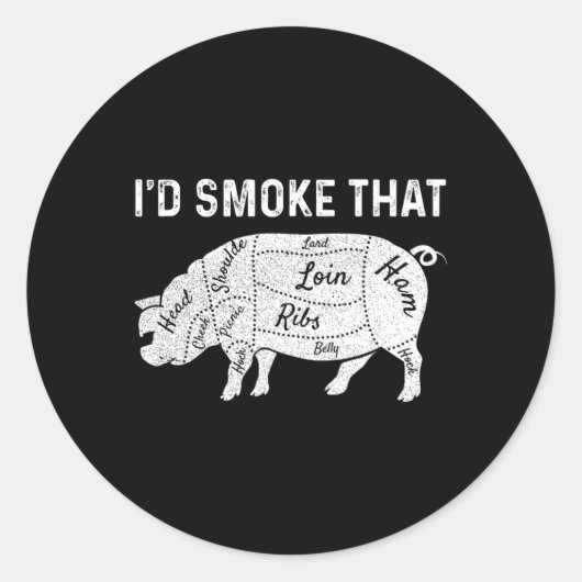 Ik rook dat grillen vlees bbq roker vader's dag ronde sticker (Voorkant)