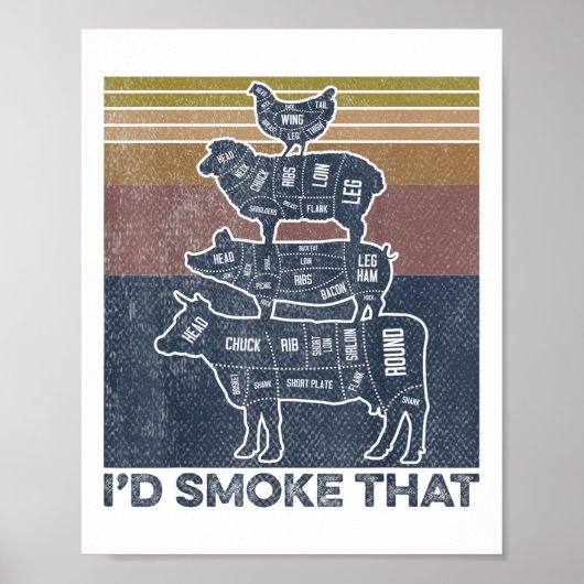 Ik rook dat rundervarkensslager grappig gesneden h poster (Voorkant)