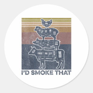 Ik rook dat rundervarkensslager grappig gesneden h ronde sticker
