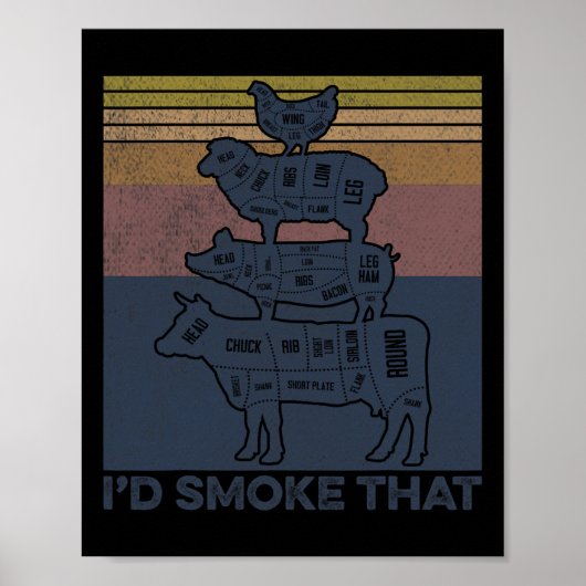 Ik rook dat rundvlees dat kippenkuiken Butcher sch Poster (Voorkant)