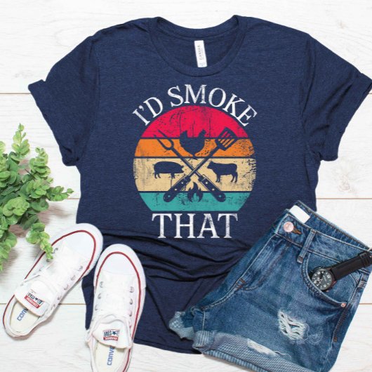 Ik rook die grappige retro BBQ feestje roker pap T-shirt