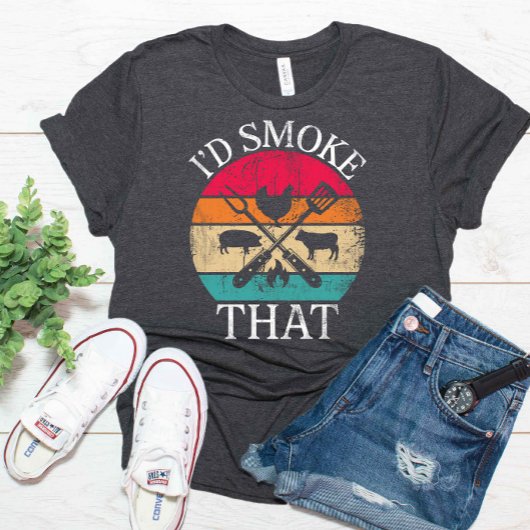 Ik rook die grappige retro BBQ feestje roker pap T-shirt