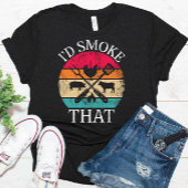 Ik rook die grappige retro BBQ feestje roker pap T-shirt