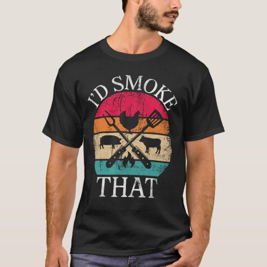 Ik rook die grappige retro BBQ feestje roker pap T-shirt (Voorkant)