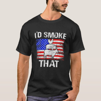 Ik rook die Koe van de Amerikaanse vlag van de kip T-shirt