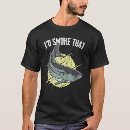 Ik rook die zalmgrill barbecue vis t-shirt (Voorkant)
