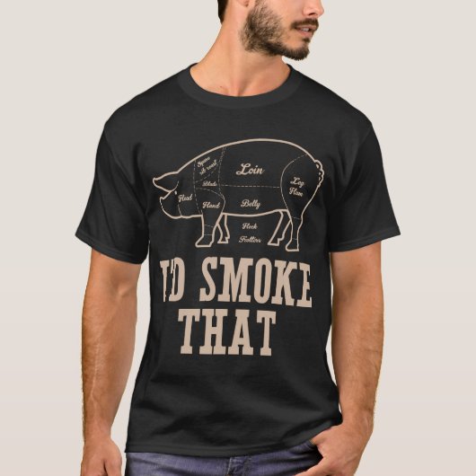 Ik rook naar varken roken BBQ Grill Master T-shirt (Voorkant)