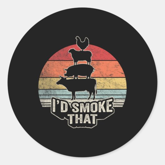 Ik rookte dat Boerderij dier BBQ Art Ronde Sticker (Voorkant)