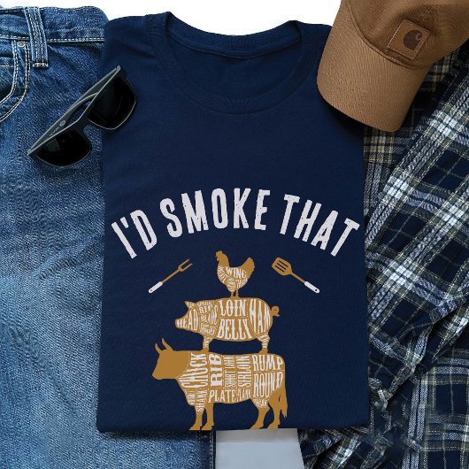 Ik rookte dat grappige BBQ vlees grill cadeau voor T-shirt