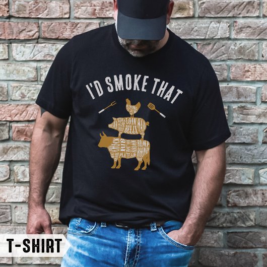 Ik rookte dat grappige BBQ vlees grill cadeau voor T-shirt