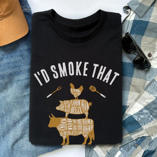 Ik rookte dat grappige BBQ vlees grill cadeau voor T-shirt