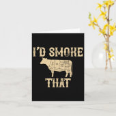 Ik rookte dat Koe BBQ-grillcadeau Kaart (Gele Bloem)