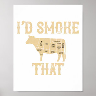 Ik rookte dat Koe BBQ-grillcadeau Poster