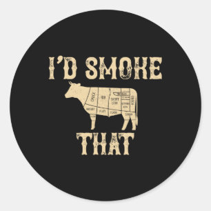 Ik rookte dat Koe BBQ-grillcadeau Ronde Sticker