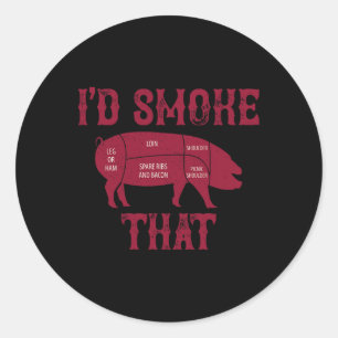 Ik rookte dat varken BBQ grillen Ronde Sticker