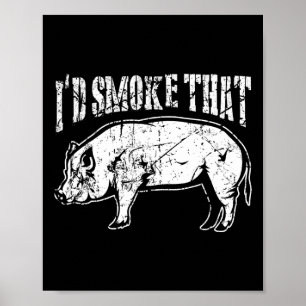 Ik rookte die BBQ varkensvlees lage en langzame va Poster