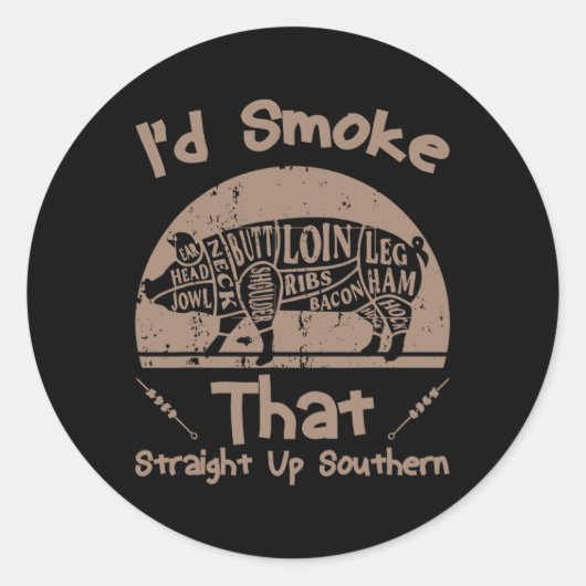 Ik rookte die hetero BBQ-liefhebber Southern Girl Ronde Sticker (Voorkant)