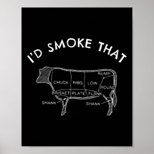 Ik rookte die Koe Funny Smoking BBQ Grilling Gift Poster