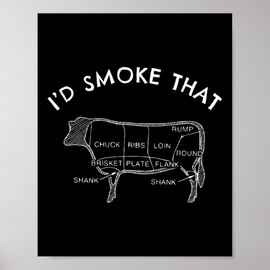 Ik rookte die Koe Funny Smoking BBQ Grilling Gift Poster (Voorkant)
