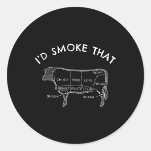Ik rookte die Koe Funny Smoking BBQ Grilling Gift Ronde Sticker