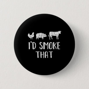 Ik rookte die leuke BBQ barbecue roker chef Ronde Button 5,7 Cm