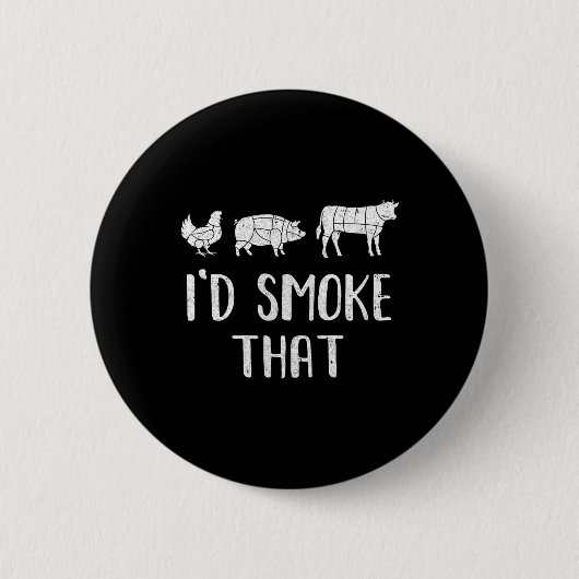 Ik rookte die leuke BBQ barbecue roker chef Ronde Button 5,7 Cm (Voorkant)
