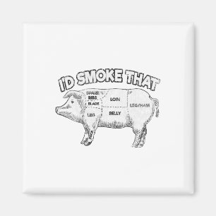 Ik rookte die rare BBQ roker varkensvlees L Magneet