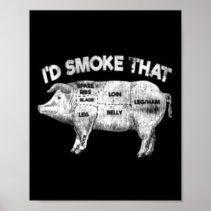 Ik rookte die rare BBQ roker varkensvlees L Poster