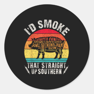 Ik rookte die retro BBQ T vlees roker G grill pa Ronde Sticker