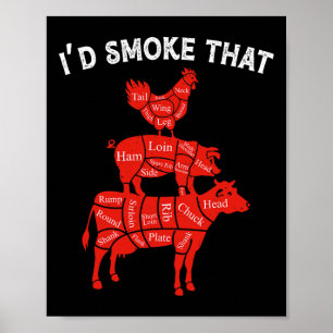 Ik rookte die rookende barbecue BBQ liefhebber gri Poster