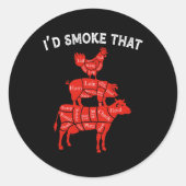 Ik rookte die rookende barbecue BBQ liefhebber gri Ronde Sticker (Voorkant)