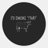 Ik rookte die runderbarbecue die BBQ rookte Roker  Ronde Sticker (Voorkant)