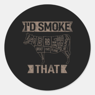 Ik rookte die steenkool die biefstuk grilde om run ronde sticker