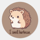 Ik ruik barbecue Grappige Egel Ronde Sticker (Voorkant)
