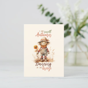 Ik ruik de herfst - Rustic Scarecrow & Sunflower Briefkaart