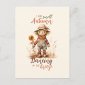 Ik ruik de herfst - Rustic Scarecrow & Sunflower Briefkaart (Voorkant)