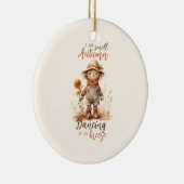 Ik ruik de herfst - Rustic Scarecrow & Sunflower Keramisch Ornament (Rechts)