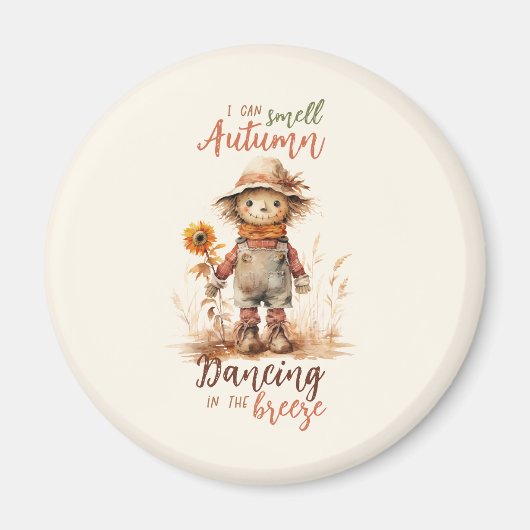 Ik ruik de herfst - Rustic Scarecrow & Sunflower Magneet (Voorkant)