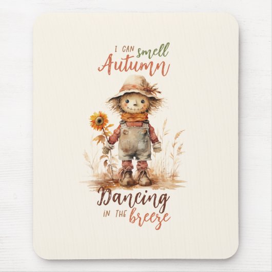 Ik ruik de herfst - Rustic Scarecrow & Sunflower Muismat (Voorkant)