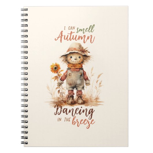 Ik ruik de herfst - Rustic Scarecrow & Sunflower Notitieboek (Voorkant)
