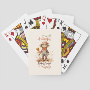 Ik ruik de herfst - Rustic Scarecrow & Sunflower Pokerkaarten