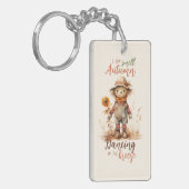 Ik ruik de herfst - Rustic Scarecrow & Sunflower Sleutelhanger (Voorkant Links)