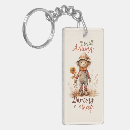 Ik ruik de herfst - Rustic Scarecrow & Sunflower Sleutelhanger (Voorkant Links)