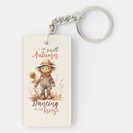 Ik ruik de herfst - Rustic Scarecrow & Sunflower Sleutelhanger (achterkant)