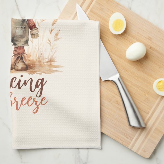 Ik ruik de herfst - Rustic Scarecrow & Sunflower Theedoek (Quarter Fold)