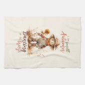 Ik ruik de herfst - Rustic Scarecrow & Sunflower Theedoek (Horizontaal)
