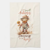Ik ruik de herfst - Rustic Scarecrow & Sunflower Theedoek (Verticaal)