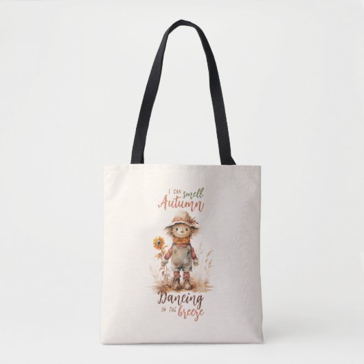 Ik ruik de herfst - Rustic Scarecrow & Sunflower Tote Bag (Voorkant)