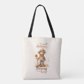 Ik ruik de herfst - Rustic Scarecrow & Sunflower Tote Bag (Achterkant)