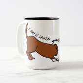 Ik ruik de kerstman! Dachshund Cartoon Koffie Mok (Voorkant links)